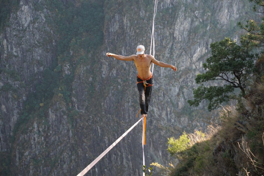 slackline highline friedi kühne free solo world record 400m