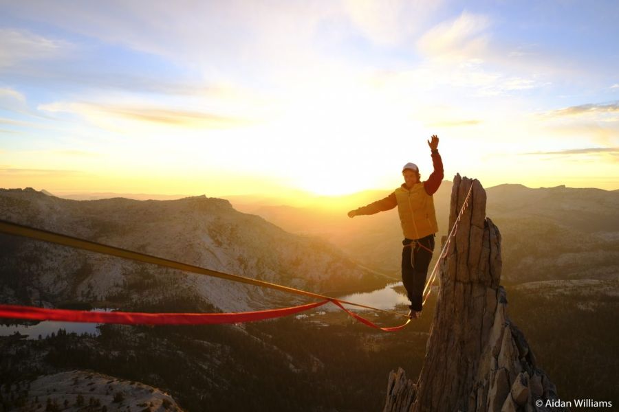 slackline highline friedi kühne yosemite sunset